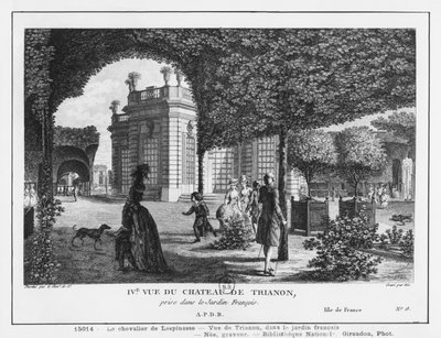 Fourth view of Trianon, taken in the French garden, engraved by Francois Denis Nee by Louis Nicolas de Lespinasse